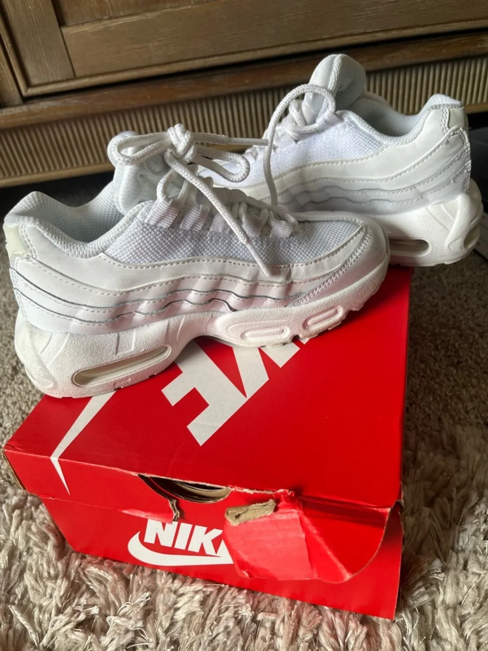 Nike White Kids' Air Max Mesh & Leather Sneakers